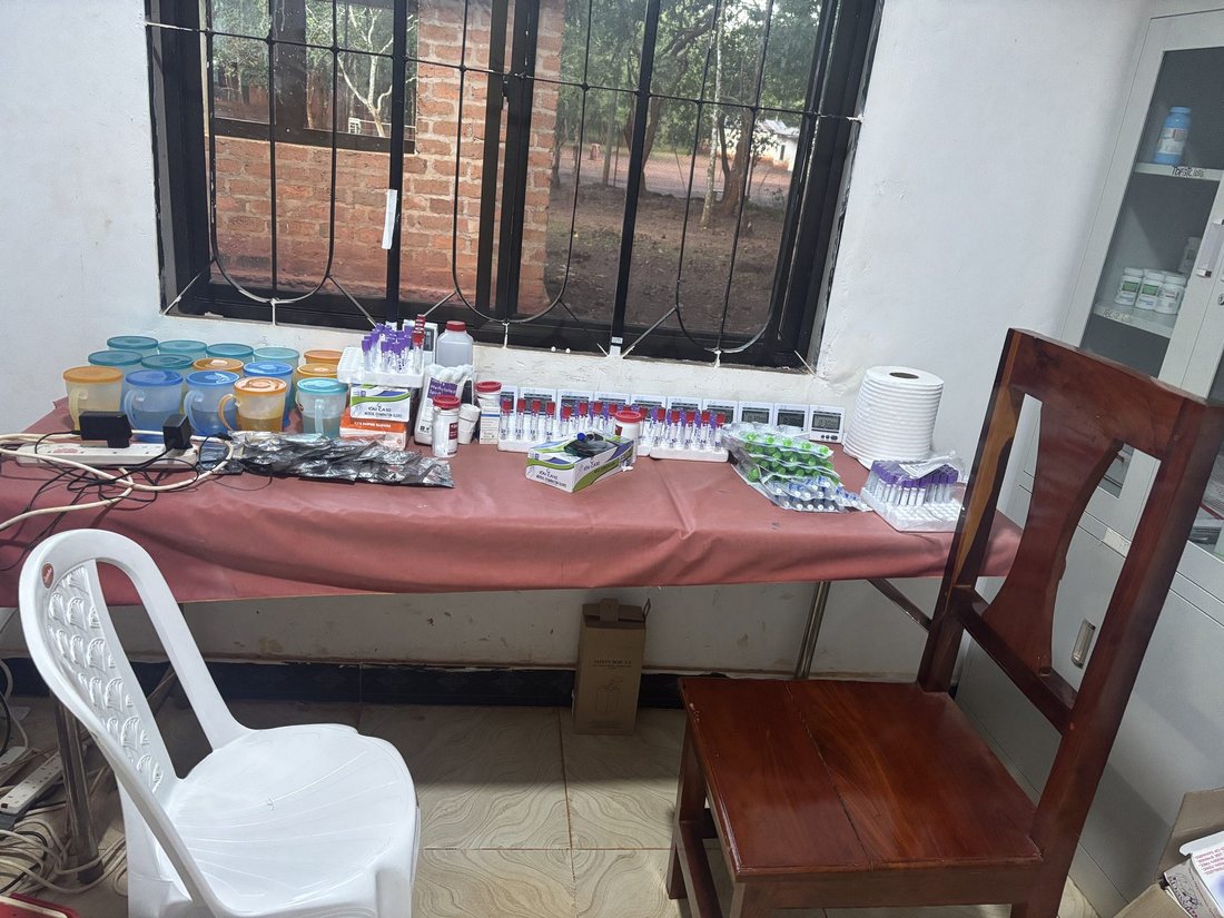 Equipment prepared for health measurements and sample collection during CLIMATCH fieldwork